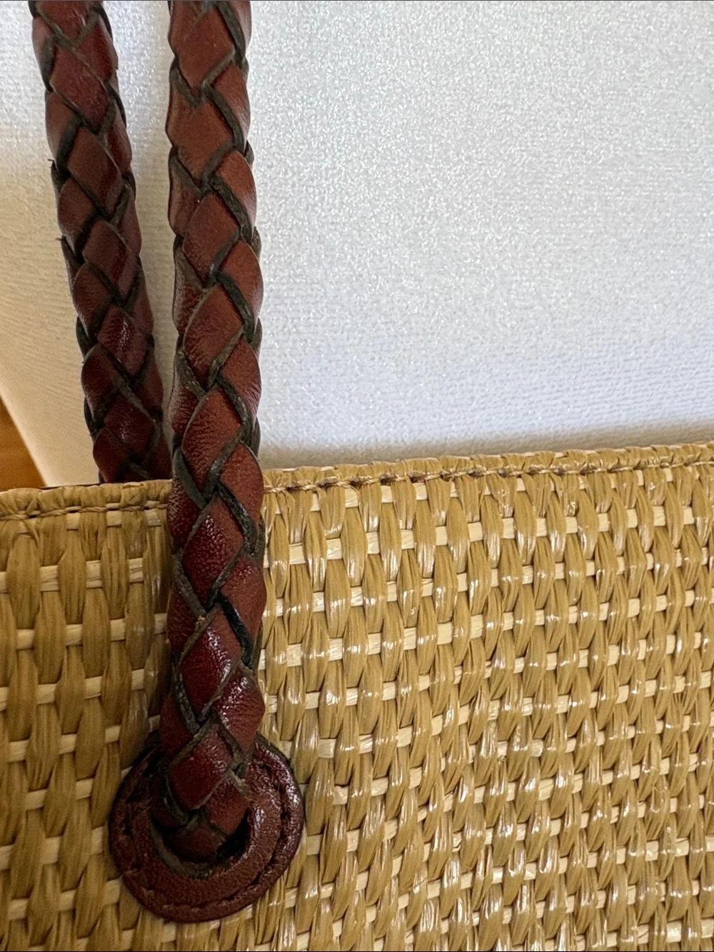 VINTAGE ETIENNE AIGNER MINI STRAW AND LEATHER TOTE/ SHOULDER BAG Mid 1990’s